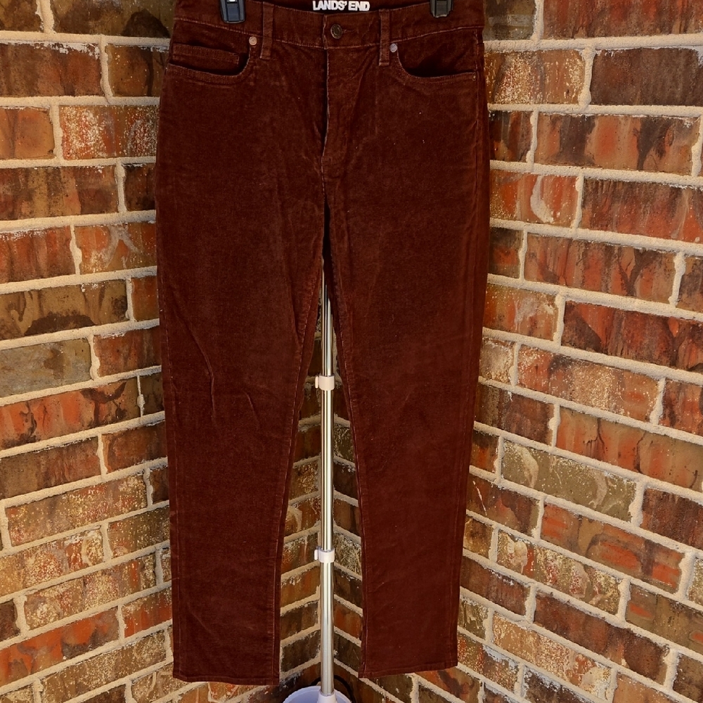 Lands' End Women's Corduroy Pants in Rich Brown